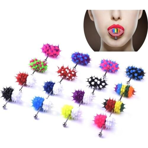 Women Men Tongue Piercing Vibrating Tongue Bar Rubber Stainless Steel Barbell Vibrating Body Piercing Stud Ring Punk Jewelry Hot