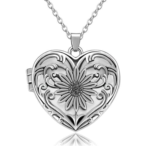 Sunflower Heart Shaped Locket Urn Necklace for Ashes, "Forever in My Heart" Cremation Jewelry for Ashes Necklace Jewelry