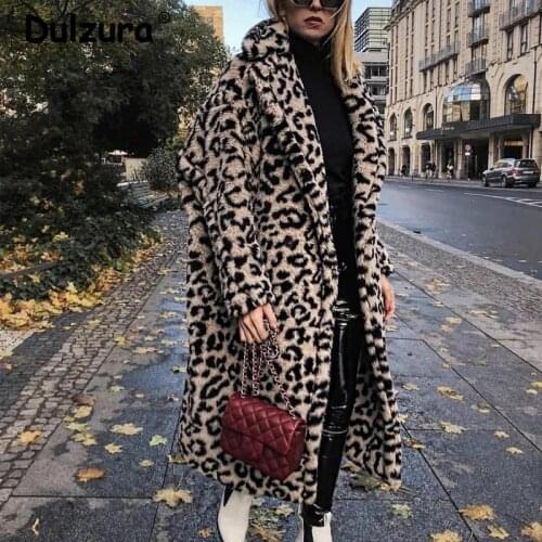 Luxury Fashion Leopard Long Teddy Bear Jackets Coats Women 2021 Winter Thick Warm Outerwear Brand Fashion Faux Fur Coat Female