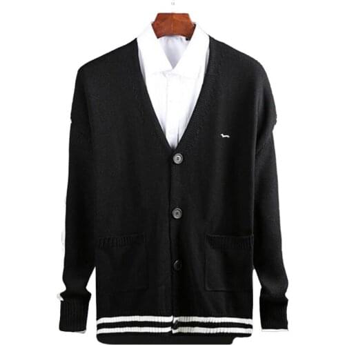 New Men Spring Business Autumn V-Neck Knitted Sweater Cotton Harmont Embroidery Sweaters Cardigan Blaine Keep Warm