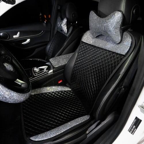 Universal Rhinestone PU Leather Car Seat Cover Diamond Auto Seat Cushion Mat Four Season Seat Pad Fashion Car Style Accessories