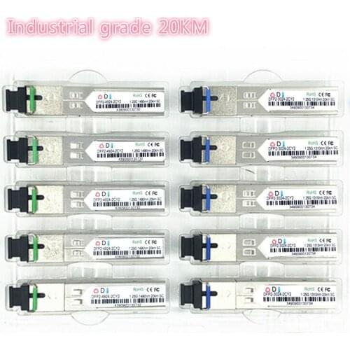 SC SFP Fiber optic module Industrial grade -40~+80 Celsius 1.25G20KM 1310/1550nm Single-SFP compatible optical module 5pairs