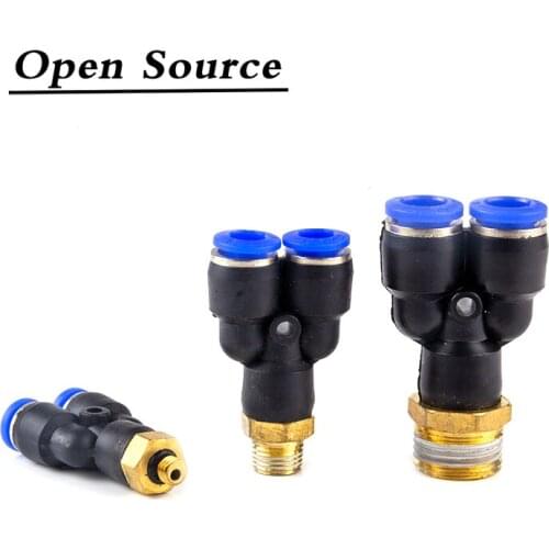 Y Type Tee Air Pneumatic Fittings Quick Connector PX4 6 8 10 12mm To Male Thread M5" 1/8" 1/4" 3/8" 1/2" Bsp Coupler