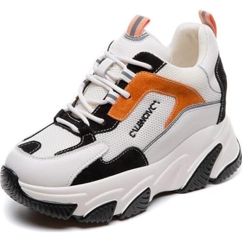 Platform Ankle Boots Womens Breathable Cow Leather Fashion Sneakers Increasing Height Round Toe Creapers 35 36 37 38 39 34