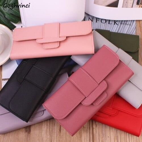 Wallets Women Solid Foldable Long Purse Fashion Hasp Card Holder Handbag Photo Coin Elegant Students Korean Style New Wallet