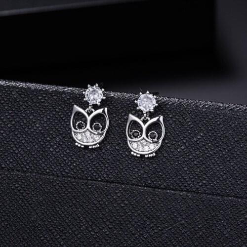WYJZY Cute delicate owl womens sterling silver earrings exquisite trinkets ladies dress earrings