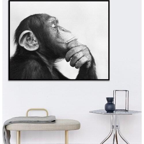 Nordic Animals Monkey Black White Photo Canvas Painting Posters Print Wall Art Room Decor Picture For Bedroom Home Decoration