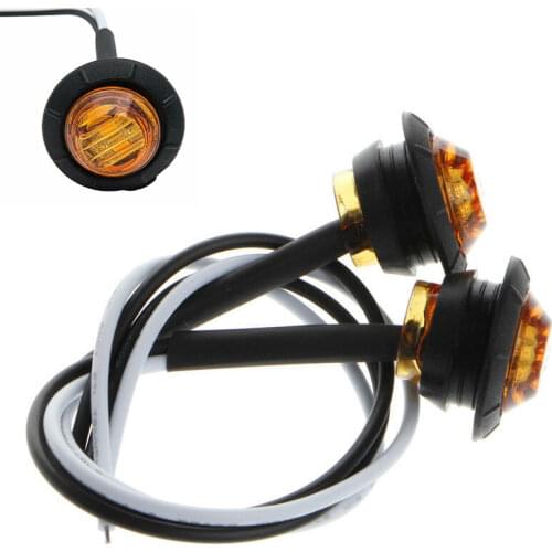 1pcs 3/4" Amber Yellow Small Round Side Marker Lights 3LED Button Lamps Lorry 12V
