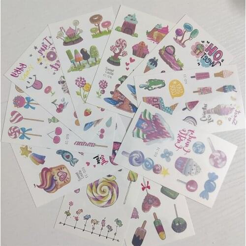 10pcs Children Temporary Tatoo Sticker Waterproof Fake Tattoo Sweet Candy Cake Castle Tattoos Hand Foot Tatouage Boy Girl