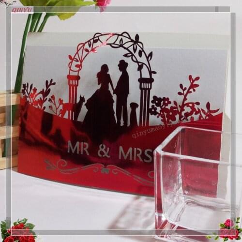10pcs Laser Cut Bride and Groom Marriage Wedding Invitations Cards Greeting Cards Cards Postcard Wedding Party Supplies 5ZSH070