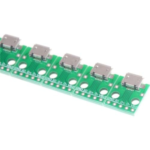 10pcs MICRO USB to DIP Adapter 5pin Female Connector B Type PCB Converter freeshipping