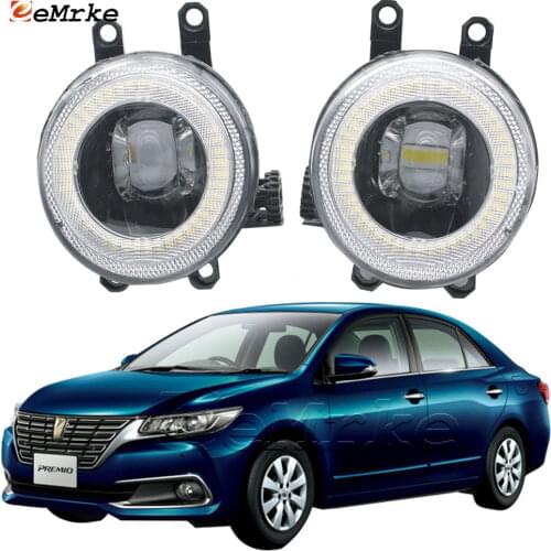EEMRKE 2in1 LED Angel Eye Daytime Running Lights DRL + Cut-Line Lens Fog Lights for Toyota Premio T26 T260/265 2nd Facelift 2016