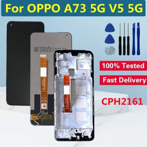 6.5" For OPPO A73 5G CPH2161 LCD Display With Frame Touch Panel Digitizer Assembly For OPPO Realme V5 5G LCD Screen Replacement