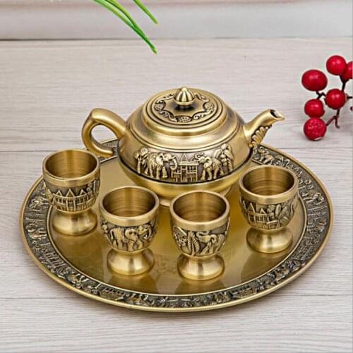 6 Pieces/Set Europe Vintage Metal Teaware Tea Sets European With gift box For Kitchen Dining Bar CJ009