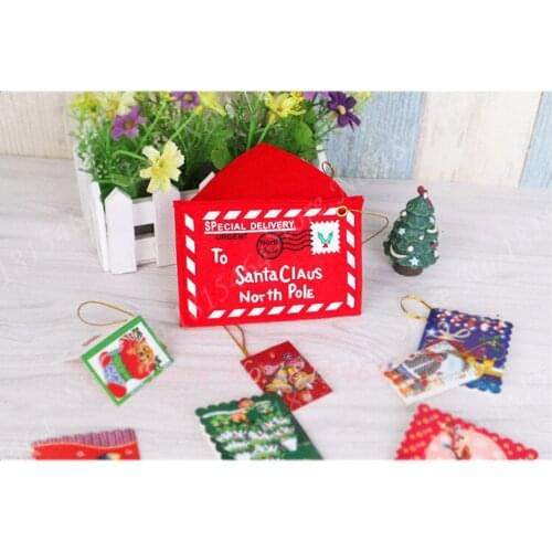 6pcs Non-woven Envelope Hanging Ornaments Creative Card Bag Christmas Party Window Xmas Tree Pendant Decorative Accessories