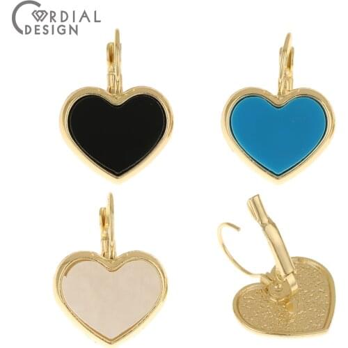 Cordial Design 50Pcs 20*27MM Jewelry Accessories/Earrings Clip/DIY Making/Resin Effect/Heart Shape/Jewelry Findings & Components