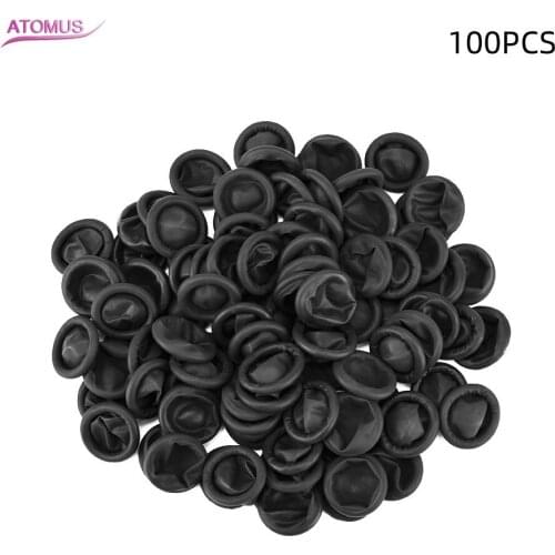 ATOMUS 100PCS/Set High Pulling Force Disposable Fingertips Protector Gloves Rubber Non-slip Finger Cover Cots Black Anti-Static