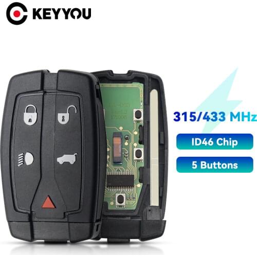 KEYYOU For Land Rover Freelander 2 Smart Remote control Car Key 433 Mhz Case 5 Button With Small Uncut Blade Fob Key Cover