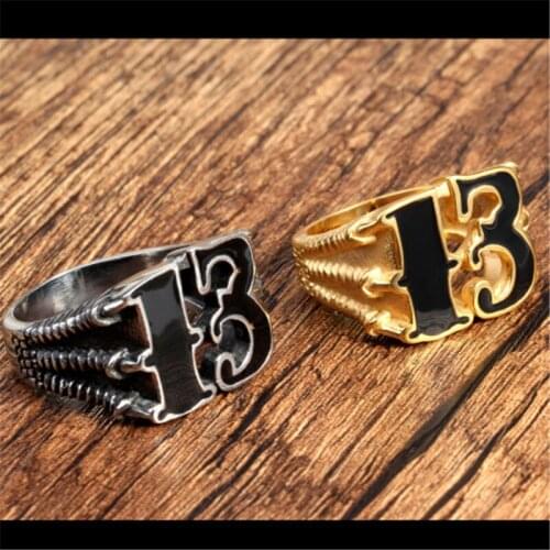 European and American stainless steel ring digital 13 titanium steel taro mens punk ring