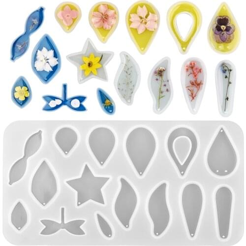 Resin Mold Handmade 15 Shape Pendant DIY UV Epoxy Earrings Key Necklace Charm Silicone Mold for Jewelry Making Tools Resin Craft