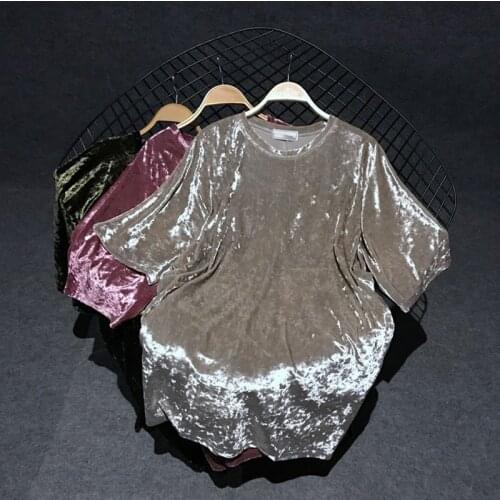 Oversize t shirt women vintage loose diamond velvet tops clothing short sleeve fashion korean long tee shirt femme