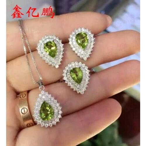 925 silver inlay natural olivine suit