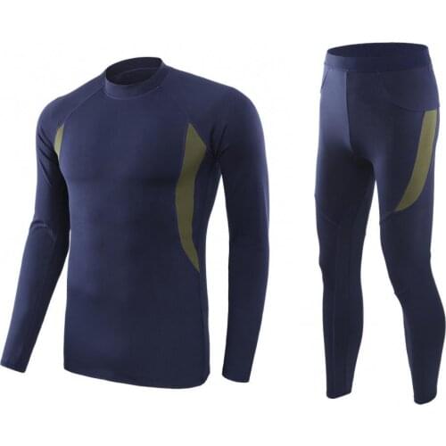2 Pcs/Set Mens Set Thermo Underwear Long Sleeve Top Pants Sports Suit Men Quick-drying Compression Sportswear Mens Tracksuits
