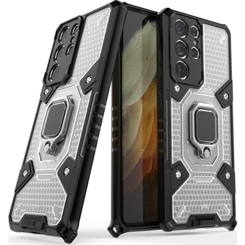 Magnetic Metal Ring Stand Armor Shockproof Case For Samsung Galaxy S21 Ultra S21 Plus TPU Bumper Hard PC Protective Back Cover