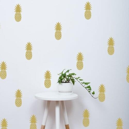 Lovely Gold Pineapples Wall Decal, Large Pineapples Sticker Nursery Wall Decal Party Decor Removable Vinyl Free Shipping D10