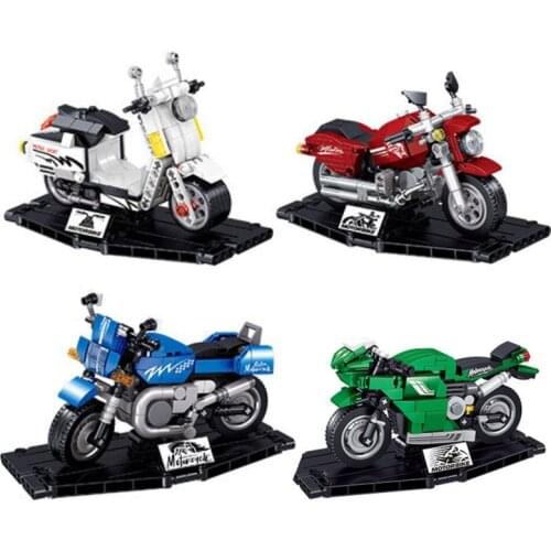 ZHE GAO QL0725-QL0728 Mini Motorcycle Electric Bike 4 Models 1 Set Display Box Childrens Building Block Toys christmas Gift