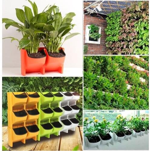 Wall-mounted Self Watering Flower Pot Creative Stackable Vertical Planter Wall Hanging Durable for Garden Balcony Home Decor