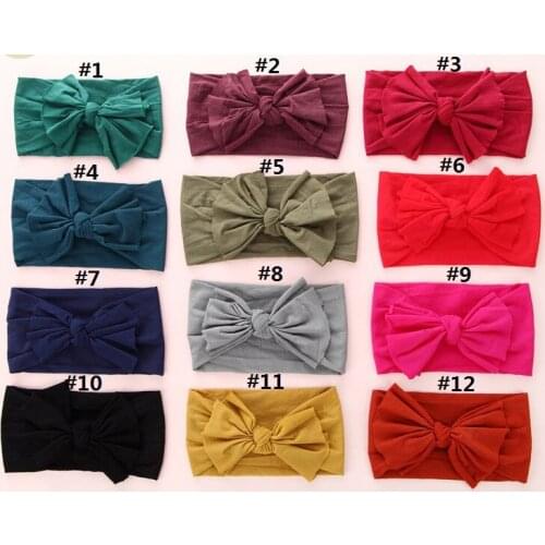 15pc/lot Nylon Bow Headbands, Knot Bow Nylon Head wraps,Baby Shower Gift Photo Props,Children Girls Hair Accessories