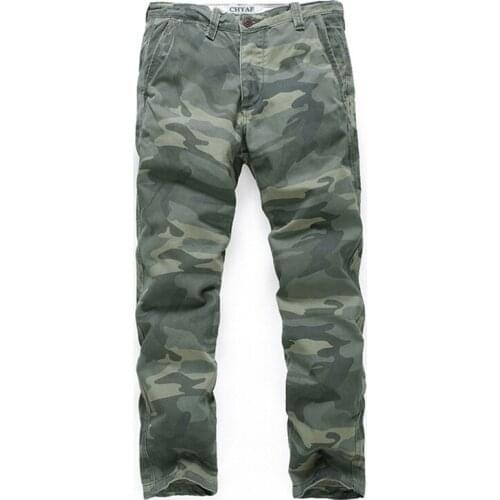 New Retro Camouflage Cargo Pants Men Quality Plus Size Military Tactical Pants Army Style Cotton Casual Sports Straight Trousers