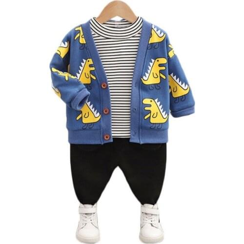 New Winter Baby Boys Clothes Suit Children Cartoon Jacket T Shirt Pants 3Pcs/sets Infant Toddler Fashion Costume Kids Sportswear