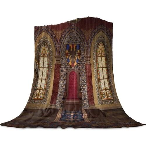 Medieval Castle Building Throw Blanket for Sofa Christmas Decoration Bedspread Portable Microfiber Flannel Blanket