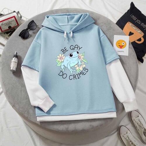 Autumn Winter Oversized Hoodie Womens Warm Hooded Sweatshirt Harajuku Letter Frog Printed Womens Hoodies Women Pullover Female