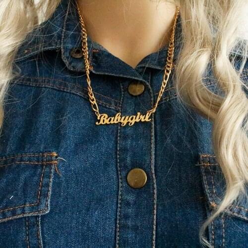 Babygirl stainless steel necklace personalized custom custom name pendant jewelry men and women jewelry gifts for girlfriend