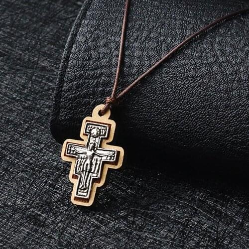 Religious Orthodox Church Crucifix Jesus Necklace for Women Cross Pendants Rope Chains Necklaces Statement Jewelry NC211