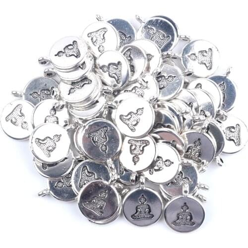 30pcs Antique Silver Buddha Charms Pendants for Jewelry Making Bracelet DIY Accessories Craft Handmade