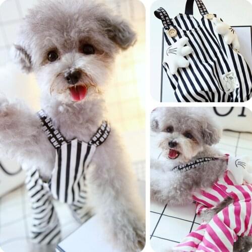 Stripe Design Pet Dog Coat Jumpsuit Cotton Elastic Cloth For Small Dogs Suit Puppy Overalls Lovely Dog Clothes Supplies ZA824