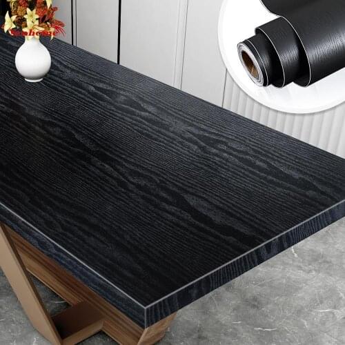 Wood Grain Dining Table Wallpaper Self Adhesive Waterproof Vinyl Wardrobe Cabinet Countertop Renovation Sticker Room Decoration