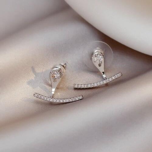 Micro Design Pave Zircon Back Hanging Earrings Stud Earrings For Women 2021 New Jewelry Delicate Earings Wholesale
