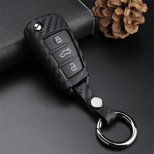 Silica Gel Carbon Fiber Car Auto Remote Key Case Cover fob Holder Skin Shell for AUDI A6 A5 A7 TT A3 Q3 A1 A4 Q7 S3 Car styling