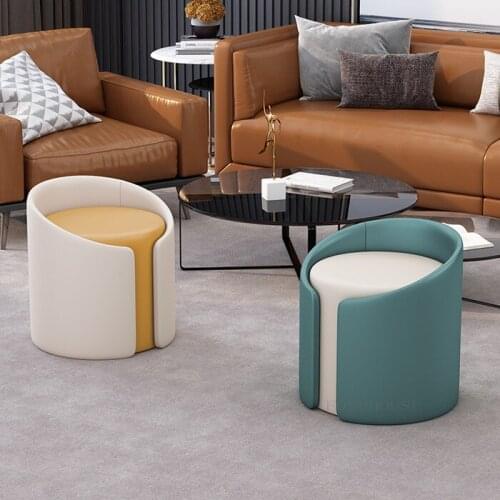 Nordic Small Round Pier Living Room Stool Creative Household Dressing Stool Furniture Soft Fabric Changing Shoes Bedroom Stool