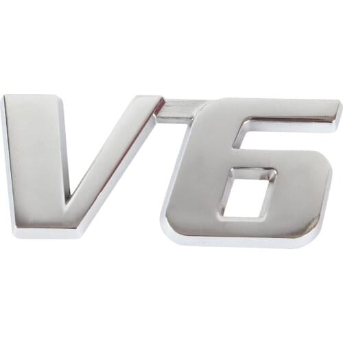 Styling Car Sticker Silver Digits Sticker Plate Sign V6 Number Decoration Emblem Stickers 1 Pcs
