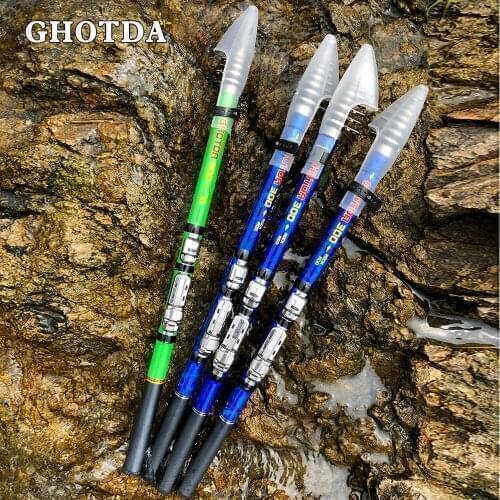 GHOTDA Spinning Rock Rod Carbon Fiber Telescopic Mini Portable Fishing Rod 1.5/1.8/2.1/2.4/2.7/3.0M