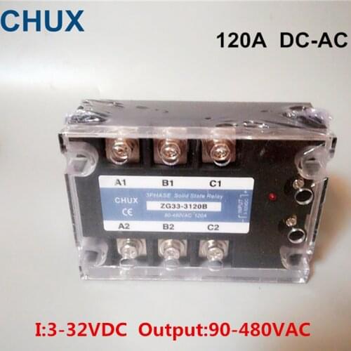 CHUX Three phase solid state relay DC-AC 120A 3P SSR 120DA ,DC Control ac ZG33-3120B Zero crossing