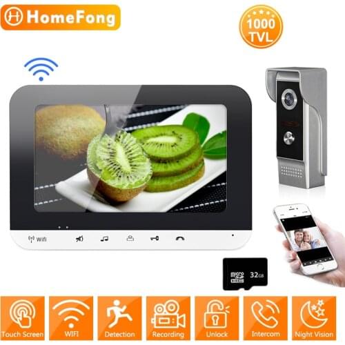 HomeFong 7 Inch Wifi Intercom Video Door Phone Doorbell Camera Wireless Recording Snapshot Remote Unlock Security System