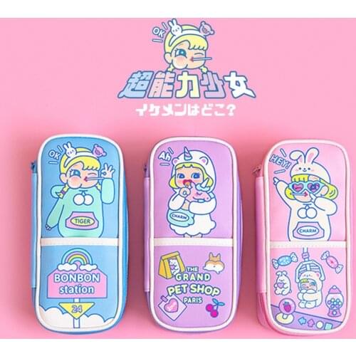 Large Capacity Pencil Case Cute Cartoon Student Japanese Korea Style Stationery Bag Holder Scholl Supplies Girls Pen Pouch Box