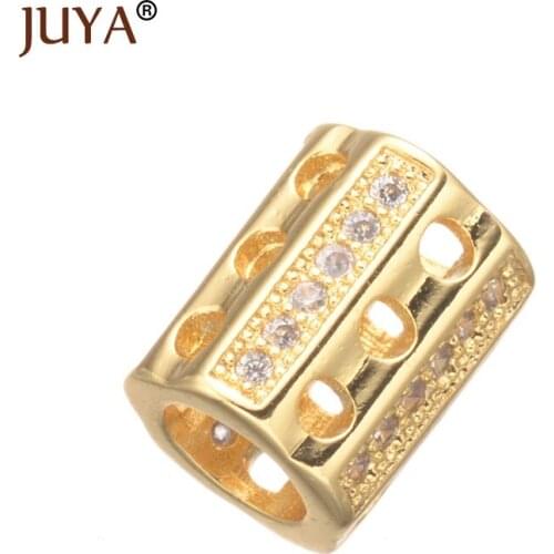 Supplies For Jewelry Wholesale Tube Shape Bead 3 Hole Hollow Big Hole CZ Spacer Beads For Handmade Jewelry Making Accessories